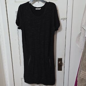 Dalia Black Short Sleeve Dress with Pockets Womens Medium